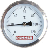 ROMMER Термометр биметаллический 63 мм 120 градусов с погружной гильзой 75 мм 1/2 — фото, характеристики, купить в MAKHACHKALA-CLIMBO