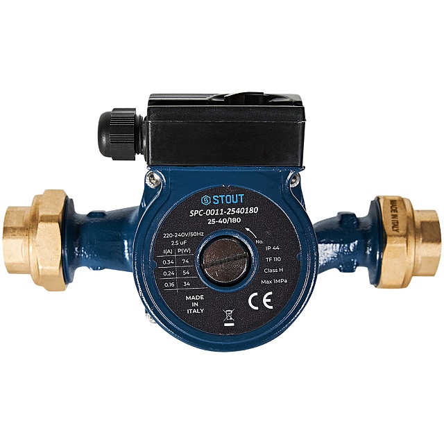 Циркуляционный насос STOUT 25-40/180 220/240V 50Hz с латунными гайками G 1 1/2 x Rp 1 — фото, характеристики