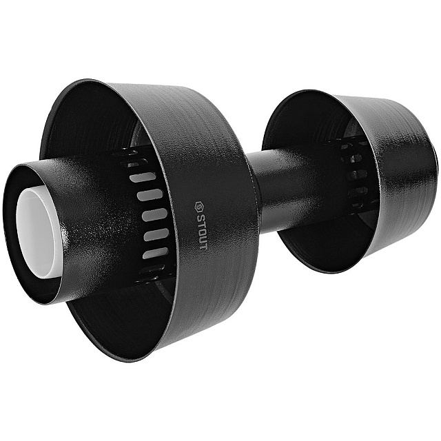 STOUT Оголовок вертикальный с ветрозащитой конденсац. коакс. D80(п)/125(п) ЧЕРНЫЙ широкий — фото, характеристики