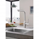 Смеситель для кухни GROHE Essence+ с высоким изливом и выдвижной лейкой, суперсталь (30270DC0) — фото, характеристики, купить в MAKHACHKALA-CLIMBO