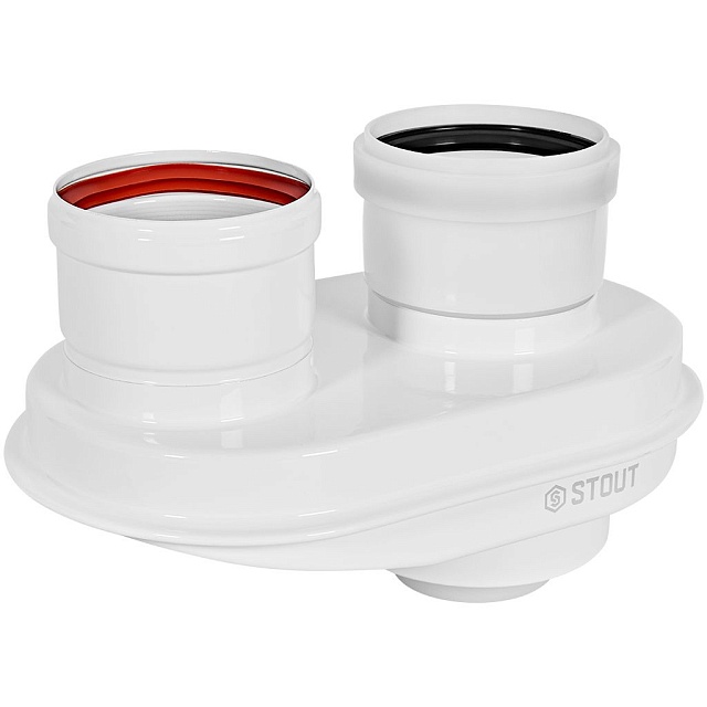STOUT SCR-8080-250001 STOUT Адаптер моноблочный для перех. на двухтрубную систему конденсац. c D60(п)/100(п) на D80(м)/80(м) — фото, характеристики