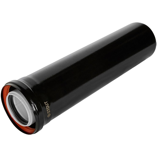 STOUT SCR-8012-600500 STOUT Удлинитель дымохода конденсац. коакс. D80(п-м)/125(п-м), L500, ЧЕРНЫЙ — фото, характеристики