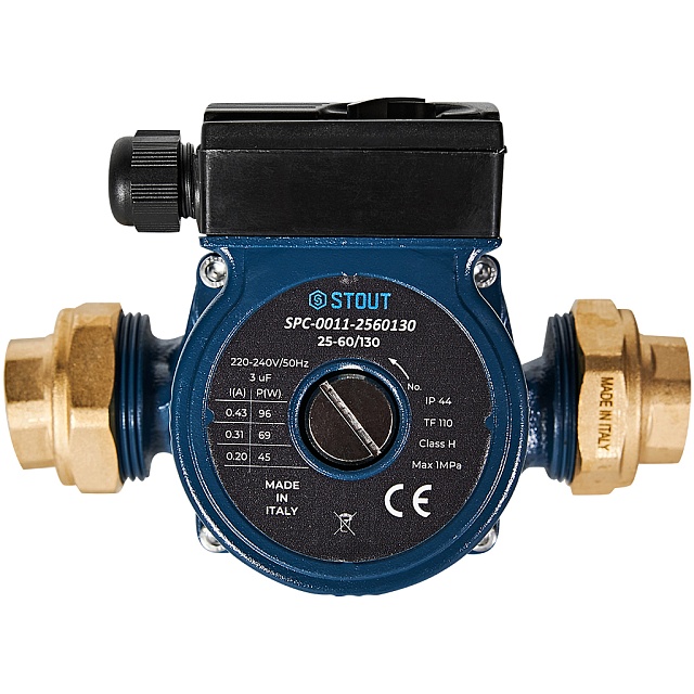 Циркуляционный насос STOUT 25-60/130 220/240V 50Hz с латунными гайками G 1 1/2 x Rp 1 — фото, характеристики
