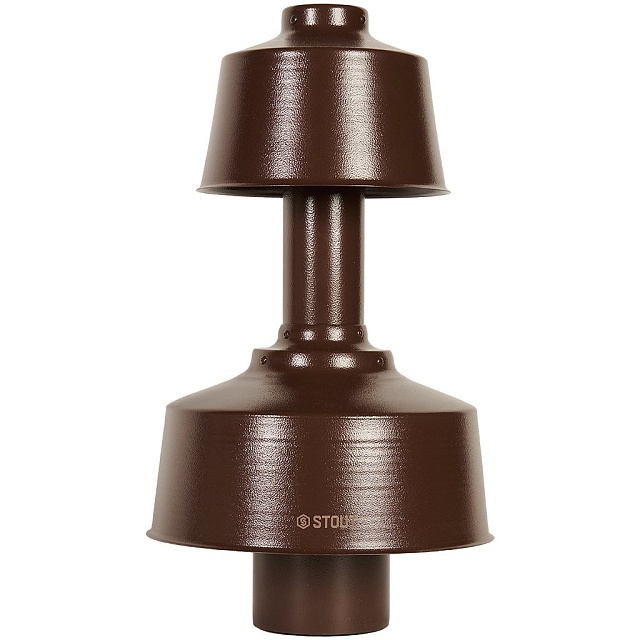 STOUT SCR-6010-800023 STOUT Оголовок вертикальный с ветрозащитой традиц. коакс. D60(п)/100(п) КОРИЧНЕВЫЙ широкий — фото, характеристики