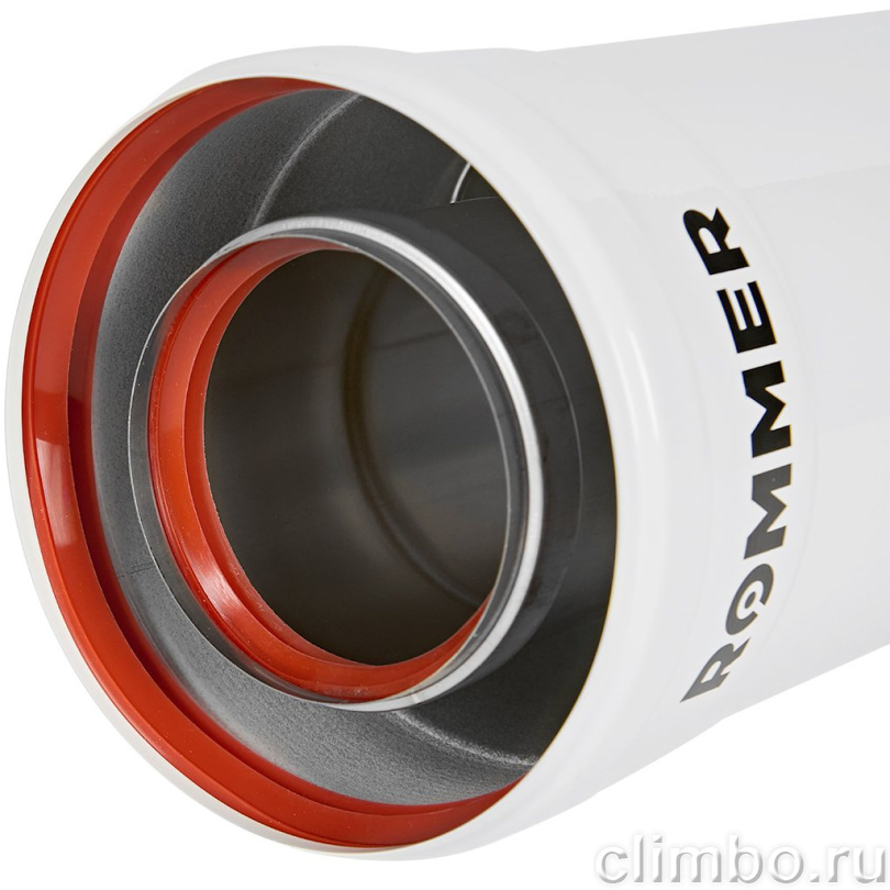 Удлинитель дымохода ROMMER INOX Line традиционный коаксиальный D60/100, L 250мм — фото, детали конструкции