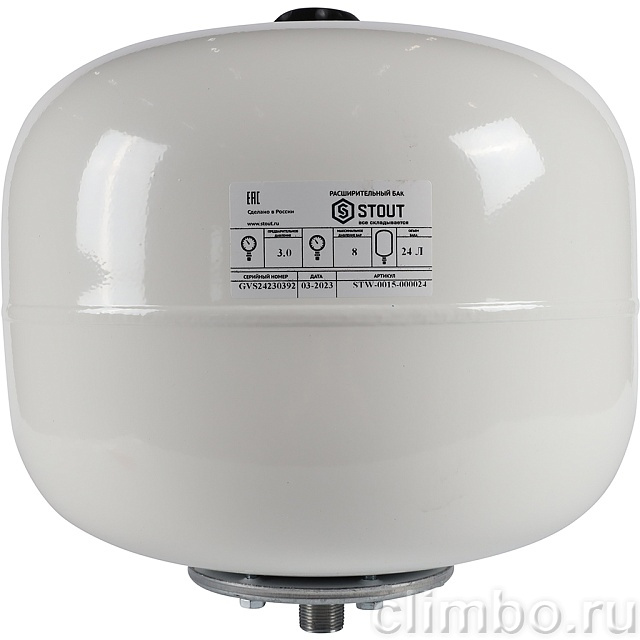 Расширительный бак STOUT STW-0015-000024 для ГВС 24 л. вертикальный (цвет белый) — фото, детали конструкции