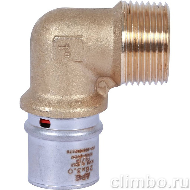 Угольник-переходник STOUT с наружной резьбой 1 х26 для металлопластиковых труб прессовой — фото, детали конструкции