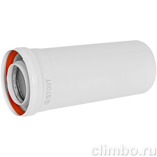 STOUT Удлинитель дымохода конденсац. коакс. D60(п-м)/100(п-м), L250 — фото, детали конструкции