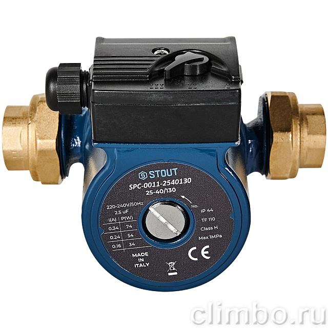 Циркуляционный насос STOUT 25-40/130 220/240V 50Hz с латунными гайками G 1 1/2 x Rp 1 — фото, детали конструкции