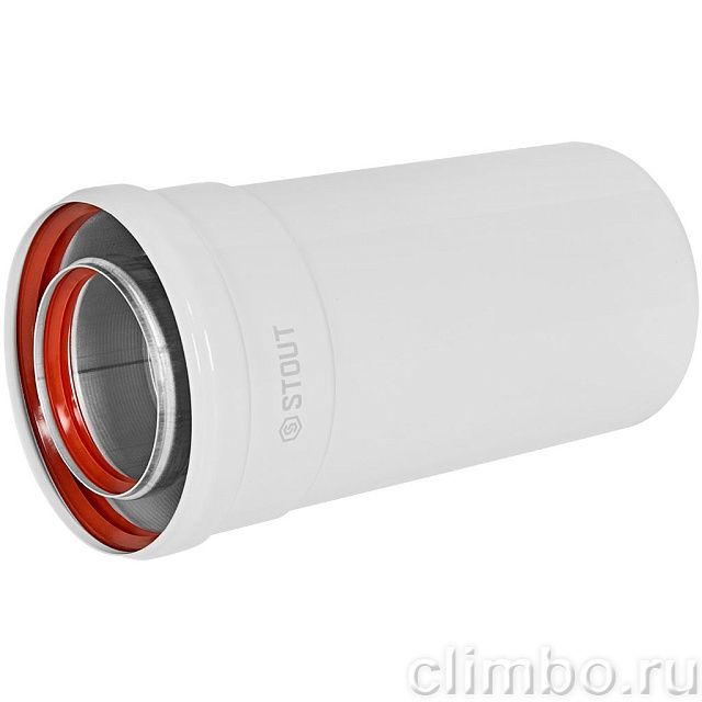 STOUT Удлинитель дымохода традиц. коакс. D80(п-м)/125(п-м), L250 — фото, детали конструкции