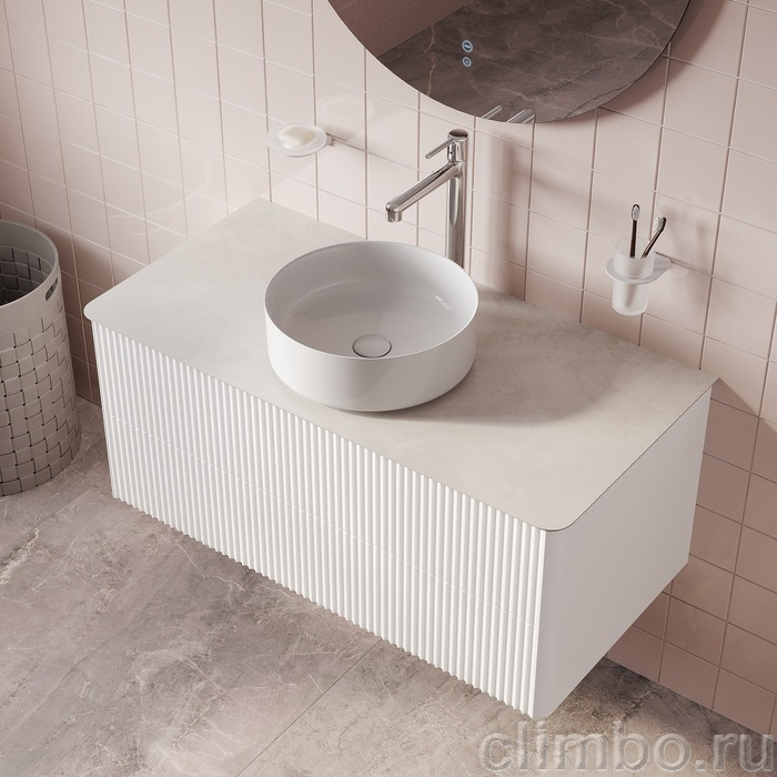 Столешница, керамогранит, 100 см, cветло-серый бетон, Оптима Хоум (Optima Home), IDDIS, OPH10W0i89 — фото, детали конструкции