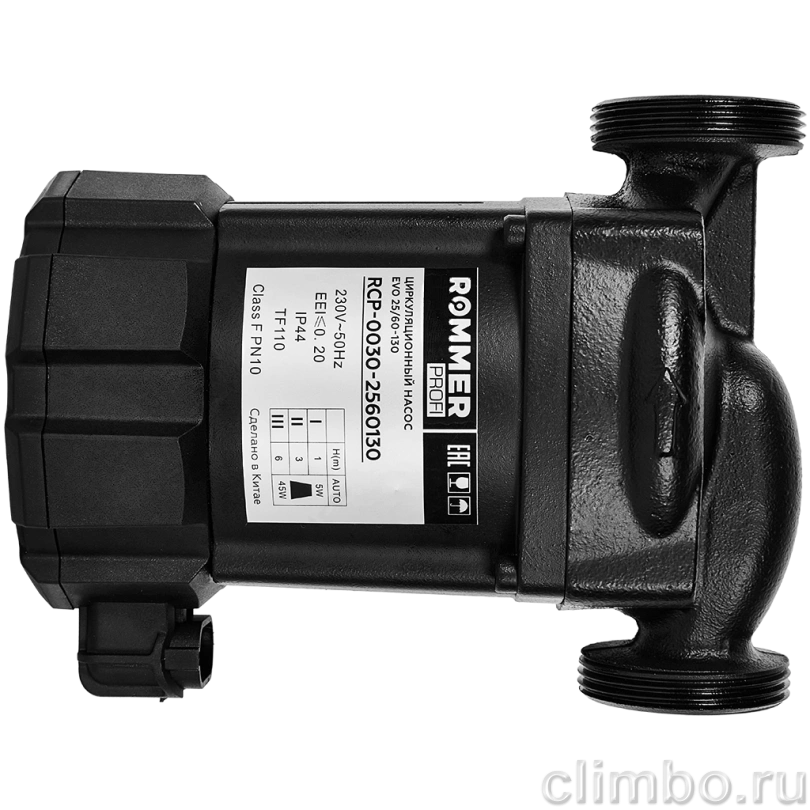Частотный циркуляционный насос ROMMER PROFI EVO 25/60-130 с гайками и теплоизоляцией — фото, детали конструкции