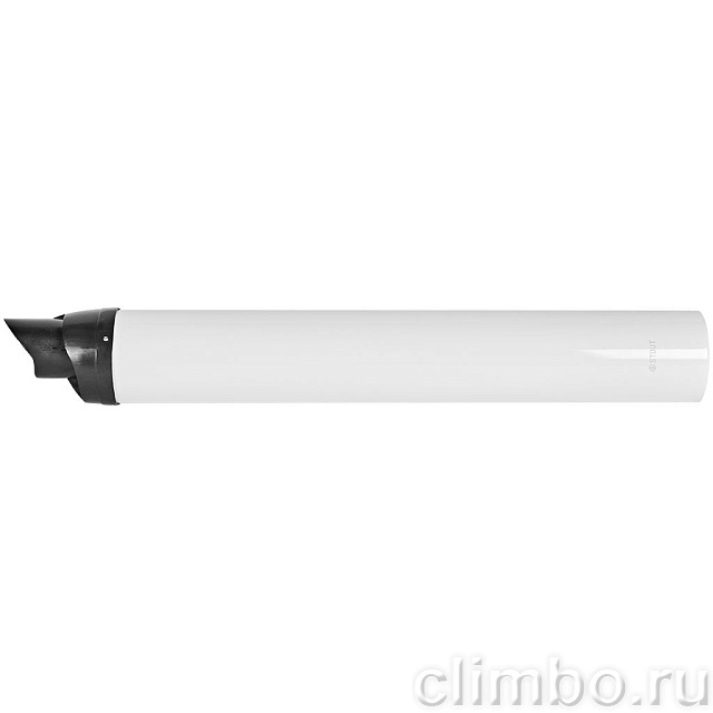 STOUT Горизонтальный проход через стену с наконечником традиц. коакс. D80(п)/125(п), L750 (без декоративных накладок, рабочая длина 680мм) — фото, детали конструкции