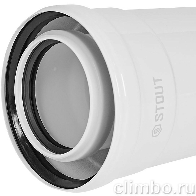 STOUT SCR-8012-000500 STOUT Удлинитель дымохода конденсац. коакс. D80(п-м)/125(п-м), L500 — фото, детали конструкции