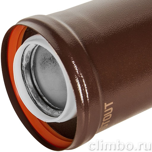 STOUT Удлинитель дымохода конденсац. коакс. D60(п-м)/100(п-м), L250, КОРИЧНЕВЫЙ — фото, детали конструкции