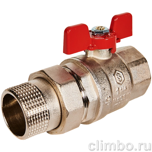 Кран шаровой полнопроходной с американкой STOUT ВР/НР ручка бабочка 1 1/4 (EPDM) — фото, детали конструкции