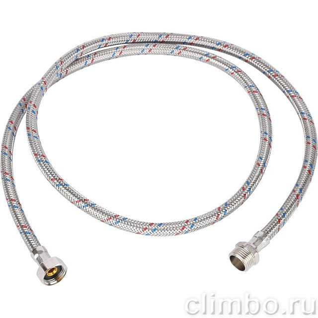 Гибкая подводка для воды STOUT НР 1/2 х ВР 1/2, длина 1500 мм — фото, детали конструкции