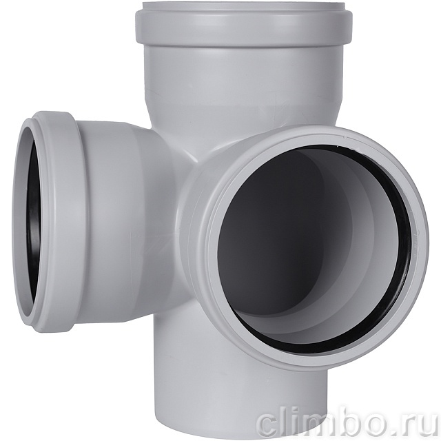 Крестовина двухплоскостная канализационная бесшумная STOUT D110х110х110/ 87,5° — фото, детали конструкции