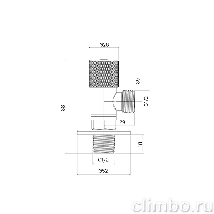 Кран угловой, с отражателем, 1/2; 1/2, кран-букса, латунь, графит, IDDIS, 910B0A6C2GMZ — фото, детали конструкции