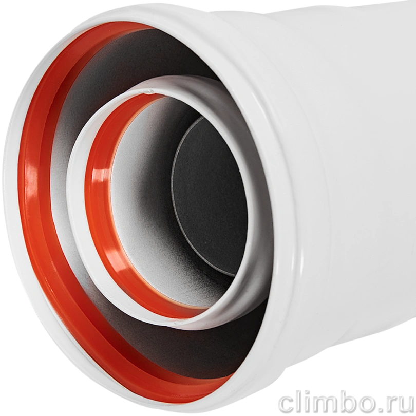 Конденсатоотводчик универсальный традиционный коаксиальный ROMMER D60(п-м)/100(п-м) (маленький штуцер) — фото, детали конструкции