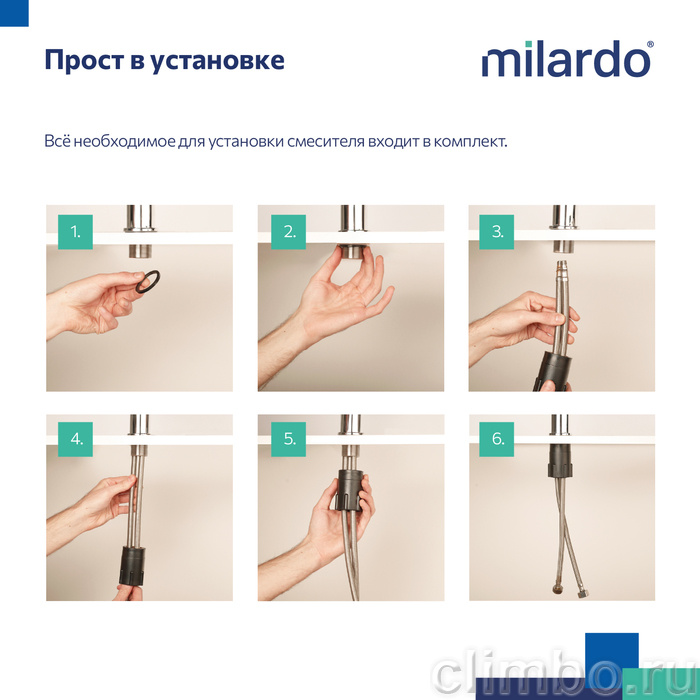 Смеситель для кухни, глянцевый хром, Meal, Milardo, M01SBL0M05 — фото товара