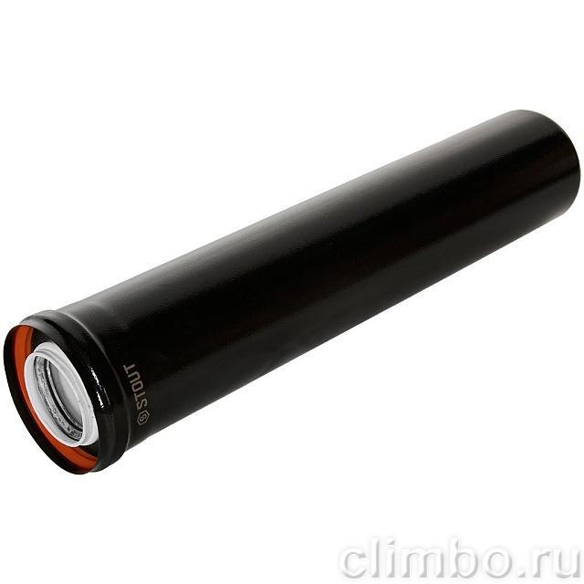 STOUT Удлинитель дымохода конденсац. коакс. D60(п-м)/100(п-м), L500, ЧЕРНЫЙ — фото, детали конструкции