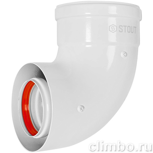 STOUT Адаптер подключения 90° УНИВЕРСАЛЬНЫЙ традиц. коакс. D60(м-м)/100(п-м) (хомут, фланец, втулка, адаптер) кроме Immergas, Navien D75/100 стар. — фото, детали конструкции