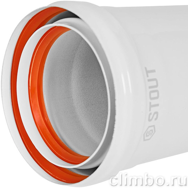 STOUT Удлинитель дымохода утепленный традиц. D80(п-м), L250 (воздуховод до 105 градусов) — фото, детали конструкции
