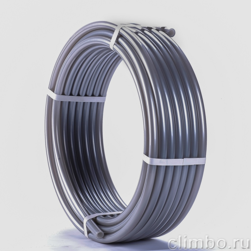 Труба ROMMER PEX из сшитого полиэтилена с кислородным слоем, серая, 25х3,5 (бухта 50 метров) — фото, детали конструкции