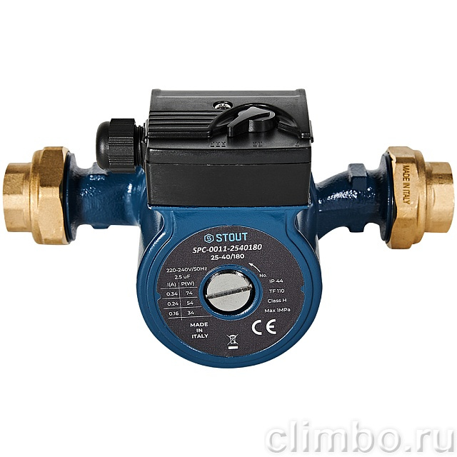 Циркуляционный насос STOUT 25-40/180 220/240V 50Hz с латунными гайками G 1 1/2 x Rp 1 — фото, детали конструкции