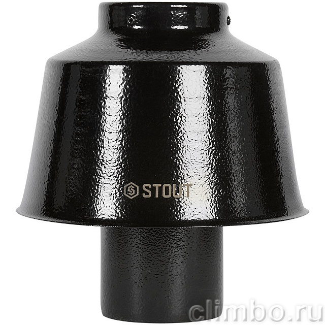 STOUT Оголовок вертикальный с ветрозащитой традиц. D80(п) ЧЕРНЫЙ широкий — фото, детали конструкции