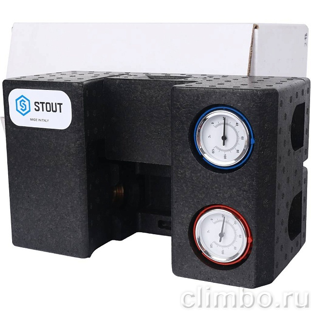 Насосная группа STOUT SDG-0002 с термостатическим смесительным клапаном 3/4 без насоса — фото, детали конструкции