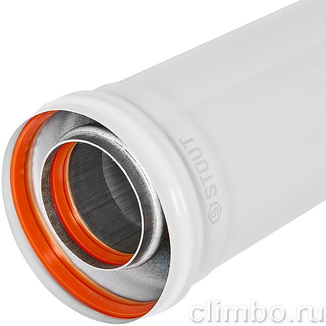 STOUT SCR-6010-001500 STOUT Удлинитель дымохода традиц. коакс. D60(п-м)/100(п-м), L1500 — фото, детали конструкции