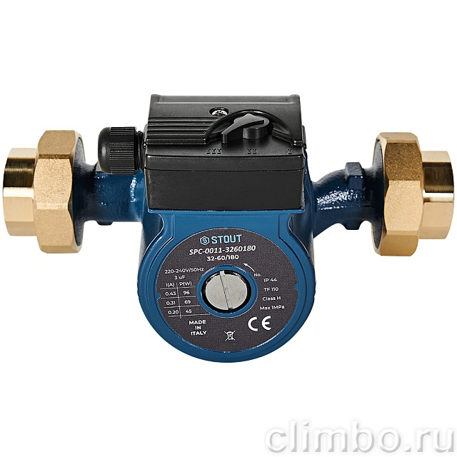 Циркуляционный насос STOUT 32-60/180 220/240V 50Hz с латунными гайками G2 x Rp 1 1/4 — фото, детали конструкции